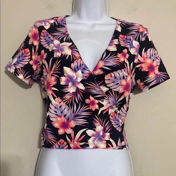 Victoria’s Secret Pink wrap top Blouse Black women M Hawaiian beach vacation - Picture 2 of 8